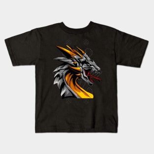 dragon head line art Kids T-Shirt